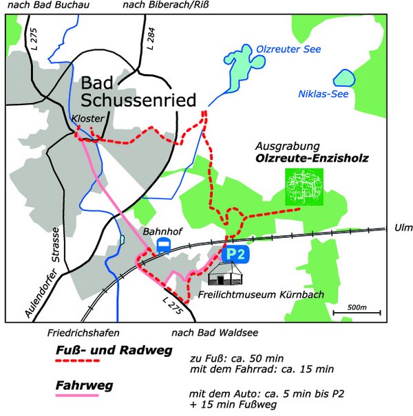 Karte zur Anfahrt der Ausgrabung